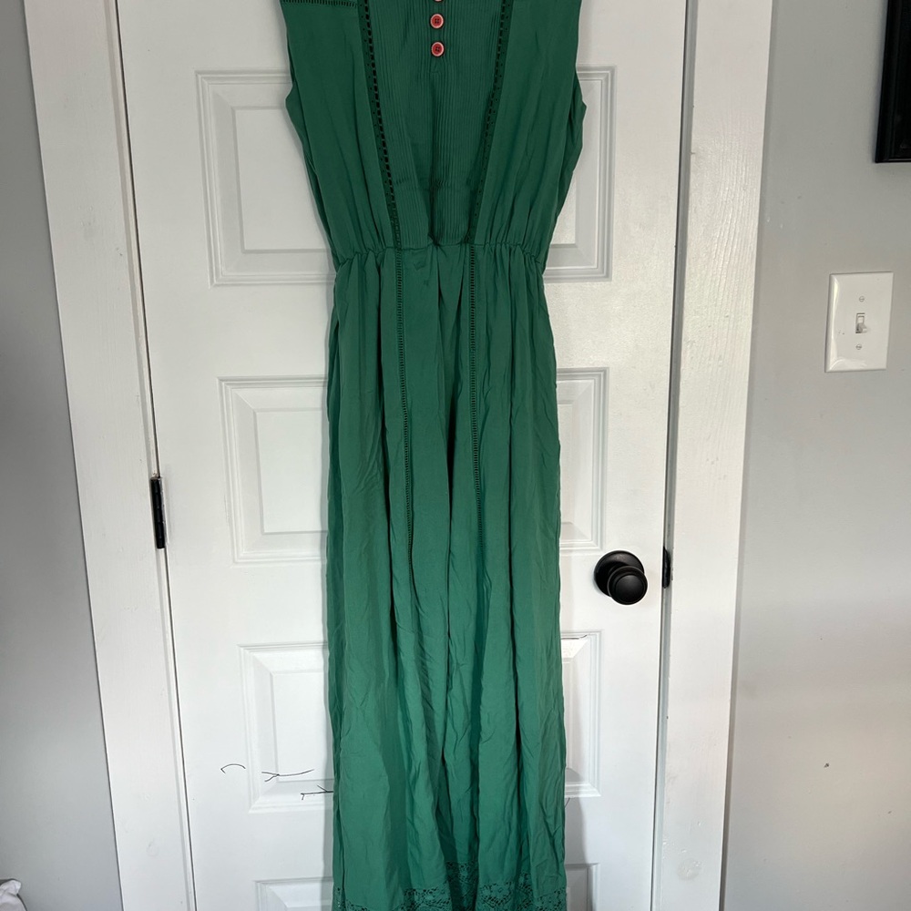 Matilda Jane Green Sleeveless Plunge Maxi Dress for Cocktail Parties
